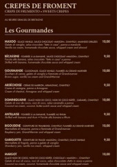 Menu La Crêperie - Les crêpes gourmandes