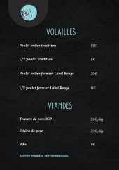 Menu La Rôtisserie du Marché - Les volailles et viandes