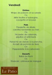 Menu Le Patio - La formule du jour