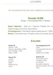 Menu The Green Burger Factory - Les formules, les burgers,....