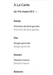 Menu The Hop Store - La carte