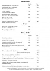 Menu Bistro du Clos - Les hors d’œuvres, les soupes, .....