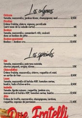 Menu Due Fratelli - Les calzones et pizzas spéciales