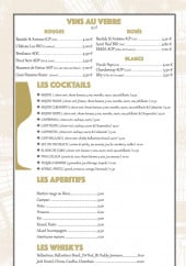 Menu Jardin du Cap - Vins au verre, cocktails, apéritifs,...