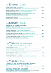 Menu L’Endroit - Les entrées, salades, ...