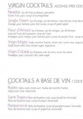 Menu L'Idem Café - Les virgin cocktails et les cocktails à base de vin