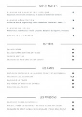 Menu Le Bistrot de Nicolas - Les entrées, pates et poissons, ...