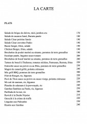 Menu La Plage Seaside - Les plats