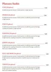 Menu Ramen Tes Sushis - Les plateaux sushis