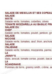 Menu Restaurant Le Jimmy's - Les Salades