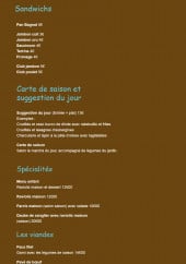 Menu Restaurant des Chasseurs - Les sandwiches, suggestions, spécialités...