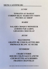 Menu L'Art des Chemins - Exemple de menu