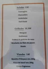 Menu L'Authentique - Les salades, grillades et viandes