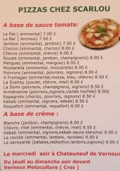 Menu Chez Scarlou - les pizzas