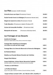 Menu Hôtel des Négociants - Les plats, fromages, ...