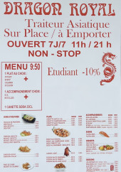 Menu Dragon Royal - La carte