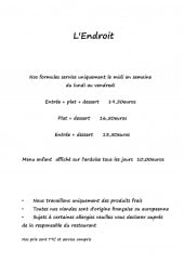 Menu L'Endroit - Formules