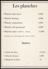 Menu L'épicéa de sainta - Les planches, autres