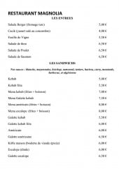 Menu Magnolia - Les entrées et sandwiches 