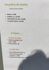 Menu Auberge de Saint Félicien - Les gratins de ravioles, apéro