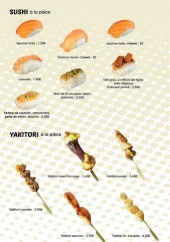 Menu L'Art du Sushi - Les sushis et yakitori
