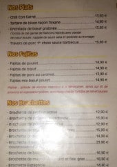 Menu Mambo - Les plats, les fajitas et les brochettes