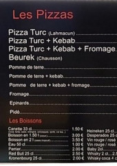 Menu Kebab le Château - Les pizzas et boissons