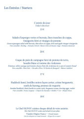 Menu La Principauté - Les entrées