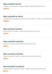 Menu Le buzz resto - Les menus sandwichs suite