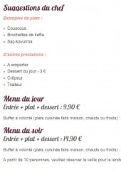 Menu Le Palais Dervich - Les suggestions du chef et menus