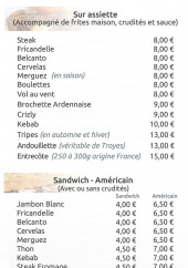 Menu La Croustillade - Les assiettes, sandwiches, frites et paninis