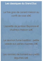 Menu Le Lion D'Or - Classiques du grand duc