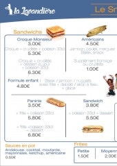 Menu La Lavandière - Le snack