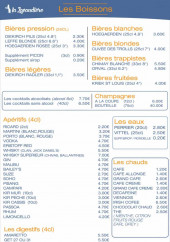 Menu La Lavandière - Les boissons