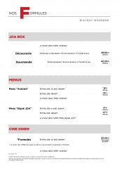 Menu Joa - Formules