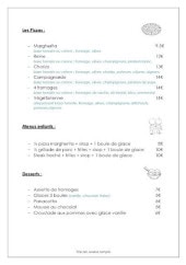 Menu La Besse - Les pizzas, desserts, ...