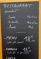 Menu Restaurant du Courdet - L'ardoise