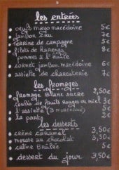 Menu La Brasserie des Vosges - Les entrées, fromages et desserts