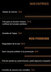 Menu Le Damier - Les entrées et poissons