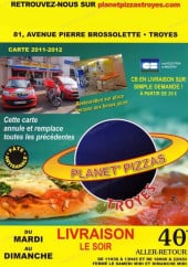 Menu Planet Pizzas Troyes - Carte et menu planete pizza troyes