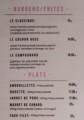 Menu Au Cochon qui s’éveille - Les plats, burgers et frites