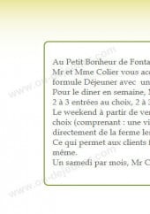 Menu Au Petit Bonheur de Fontaine - Les informations sur le menu