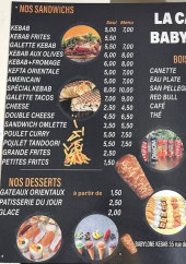 Menu Babylone kebab - Les sandwichs, desserts et boissons