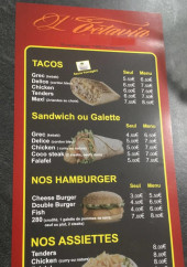 Menu L’Octavia - Les tacos, haburgers et assiettes,...