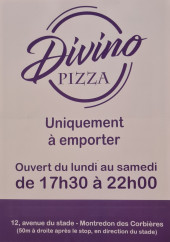 Menu Divino Pizza - Carte et menu Divino Pizza
Montredon des Corbieres