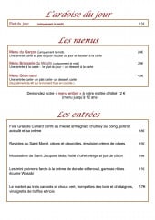 Menu Brasserie du Moulin - L' ardoise du jour, menus et entrées