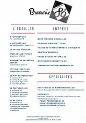 Menu Le 89 - L'écailler, entrées et spécialités