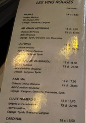 Menu Private Bowling Pub - Les vins rouges