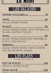 Menu Teleski Nautique - Les salades et plats 