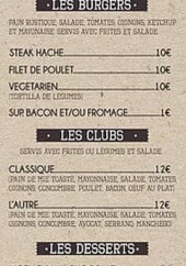 Menu Teleski Nautique - Les burgers, clubs et desserts 